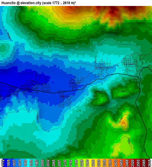 Huancito elevation map