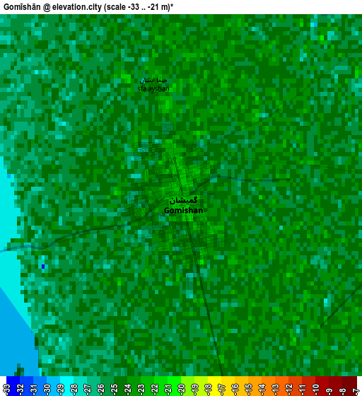 Gomīshān elevation map