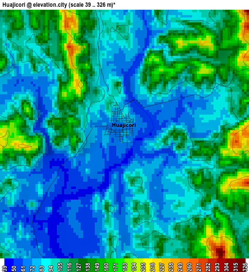 Huajicori elevation map