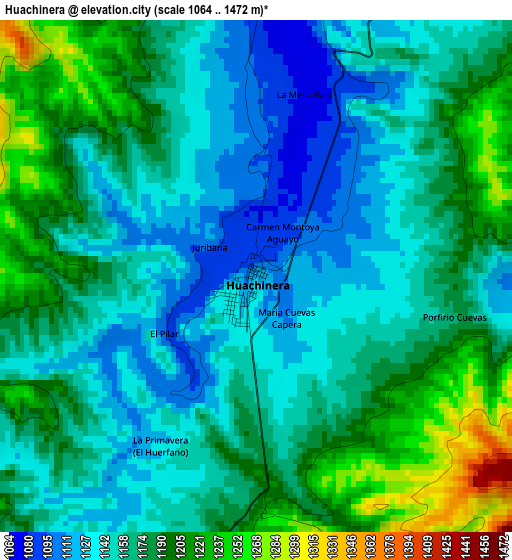 Huachinera elevation map