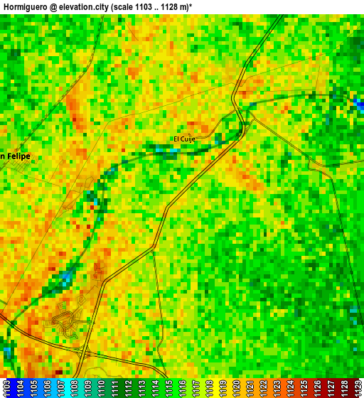 Hormiguero elevation map