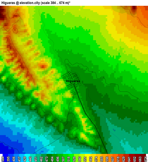 Higueras elevation map