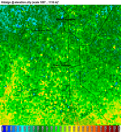 Hidalgo elevation map