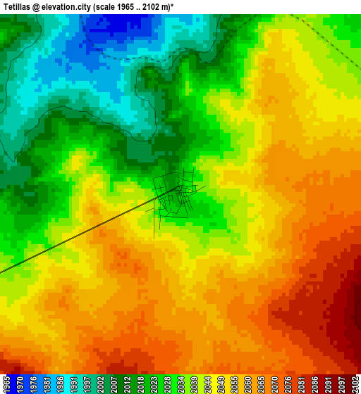 Tetillas elevation map