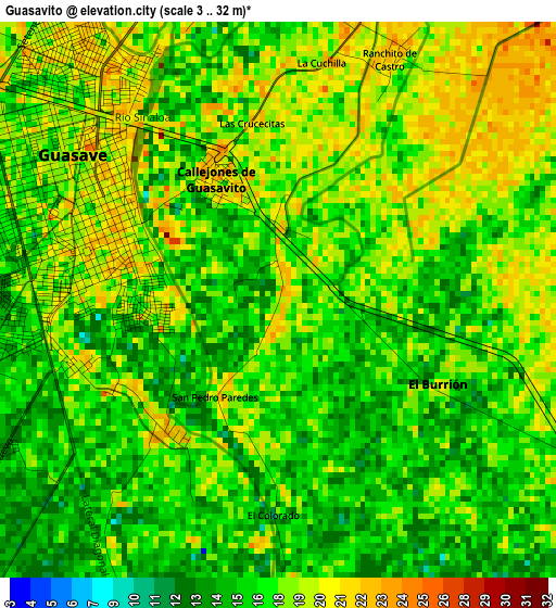 Guasavito elevation map