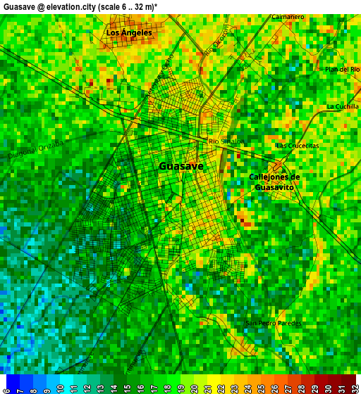 Guasave elevation map