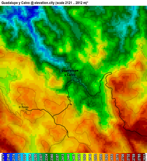 Guadalupe y Calvo elevation map