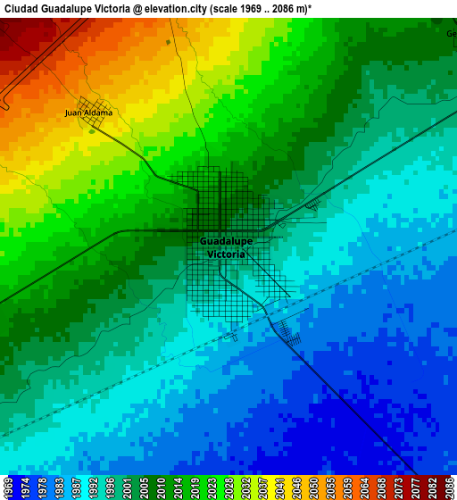 Ciudad Guadalupe Victoria elevation map