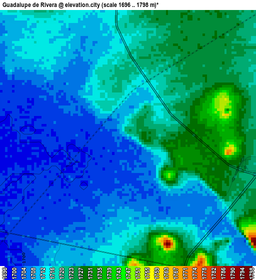 Guadalupe de Rivera elevation map
