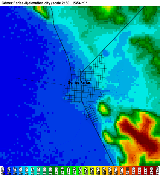 Gómez Farías elevation map