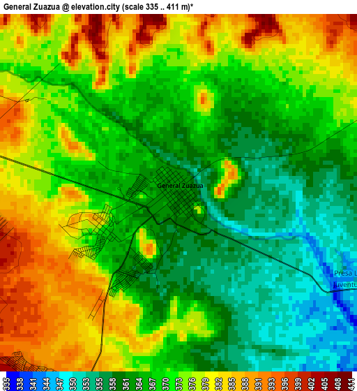 General Zuazua elevation map