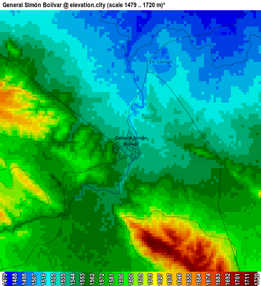 General Simón Bolívar elevation map