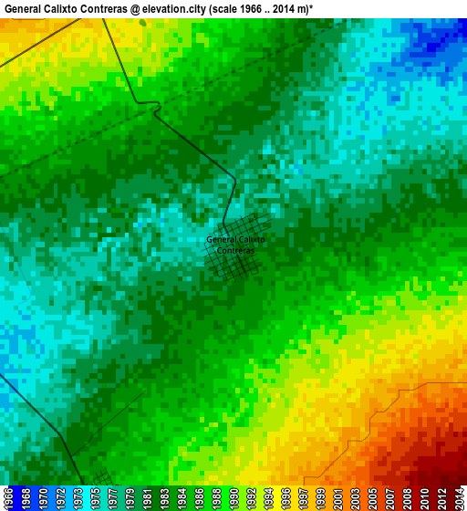 General Calixto Contreras elevation map