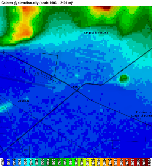 Galeras elevation map