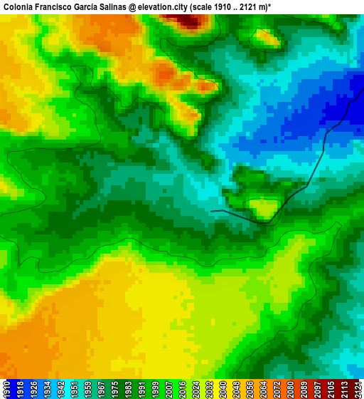 Colonia Francisco García Salinas elevation map