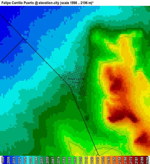 Felipe Carrillo Puerto elevation map