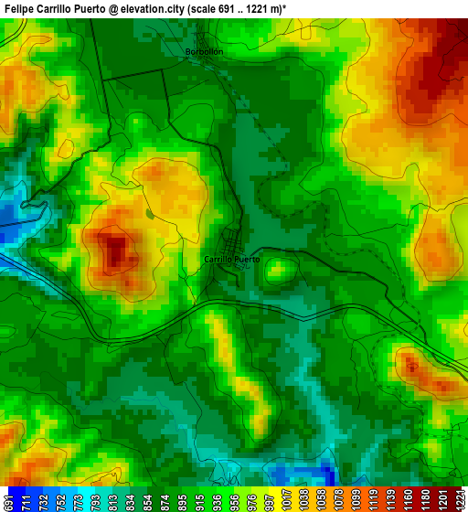 Felipe Carrillo Puerto elevation map