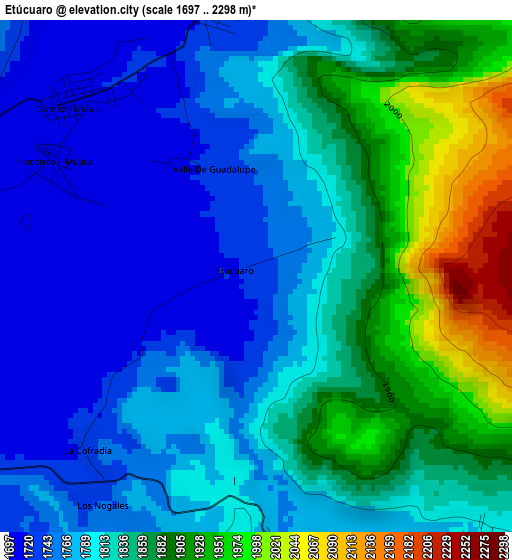 Etúcuaro elevation map