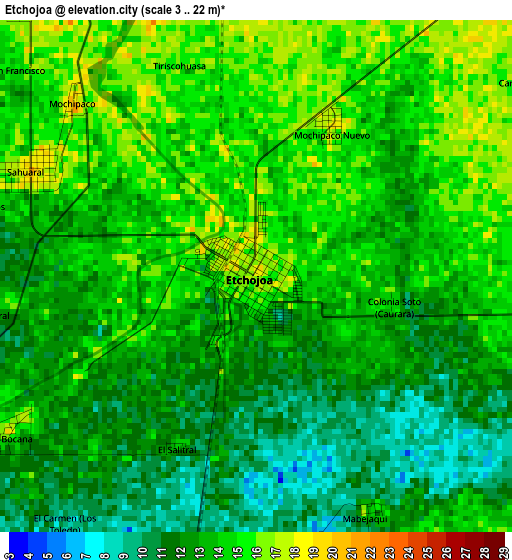 Etchojoa elevation map