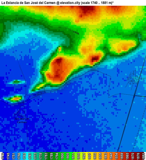 La Estancia de San José del Carmen elevation map