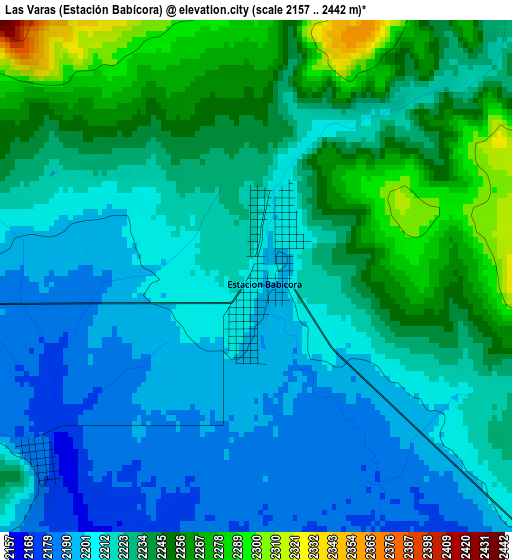 Las Varas (Estación Babícora) elevation map