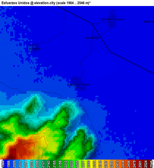 Esfuerzos Unidos elevation map