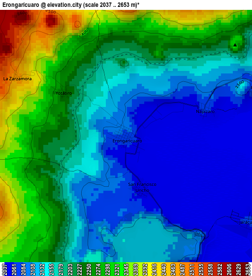 Erongarícuaro elevation map