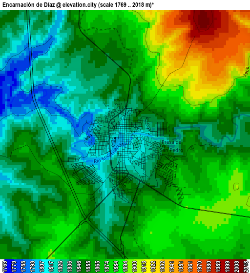 Encarnación de Díaz elevation map