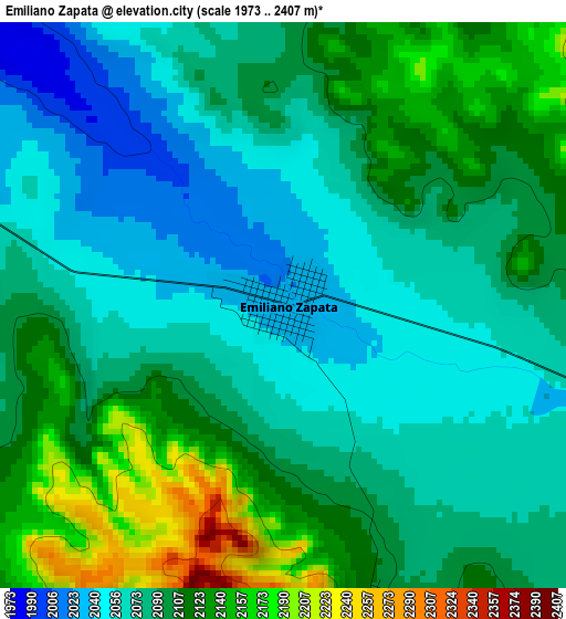 Emiliano Zapata elevation map