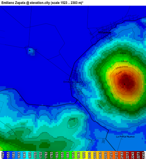 Emiliano Zapata elevation map