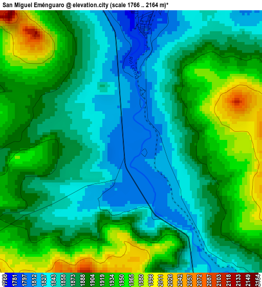 San Miguel Eménguaro elevation map