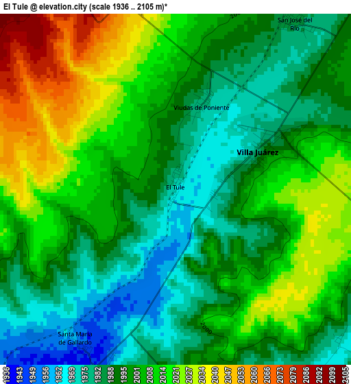 El Tule elevation map