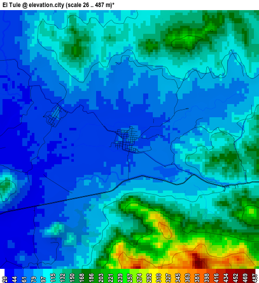 El Tule elevation map