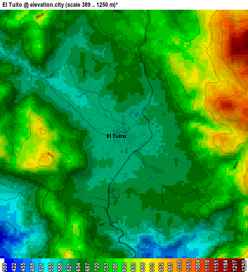 El Tuito elevation map