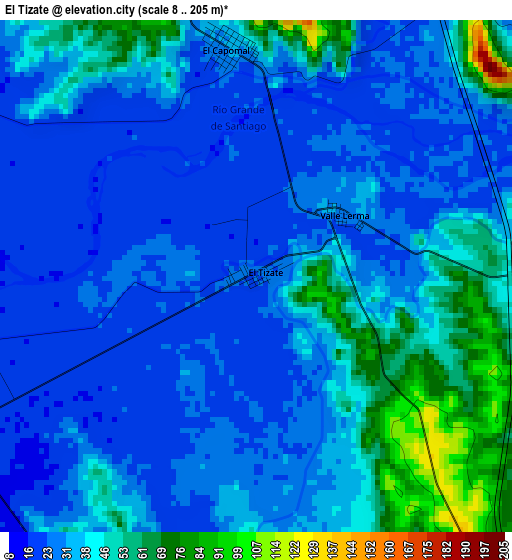 El Tizate elevation map