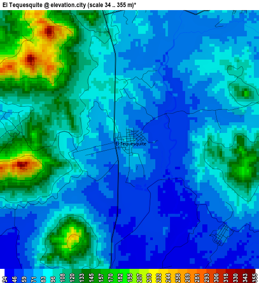 El Tequesquite elevation map
