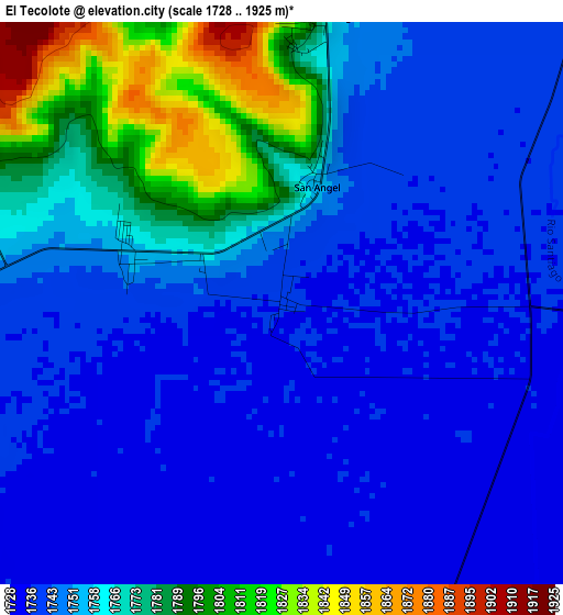 El Tecolote elevation map