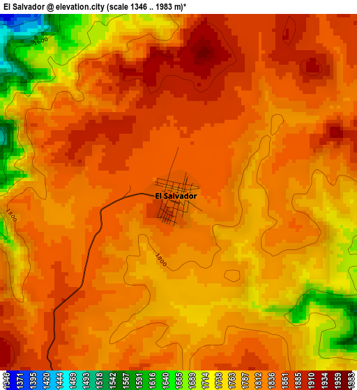 El Salvador elevation map