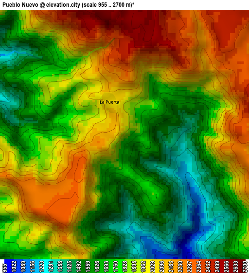 Pueblo Nuevo elevation map