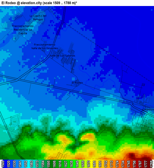 El Rodeo elevation map