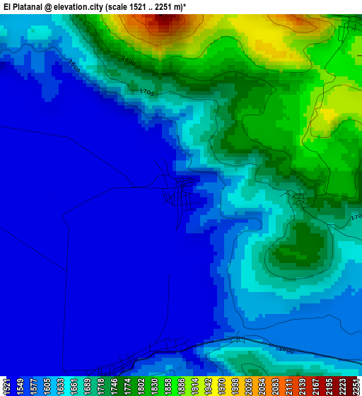 El Platanal elevation map