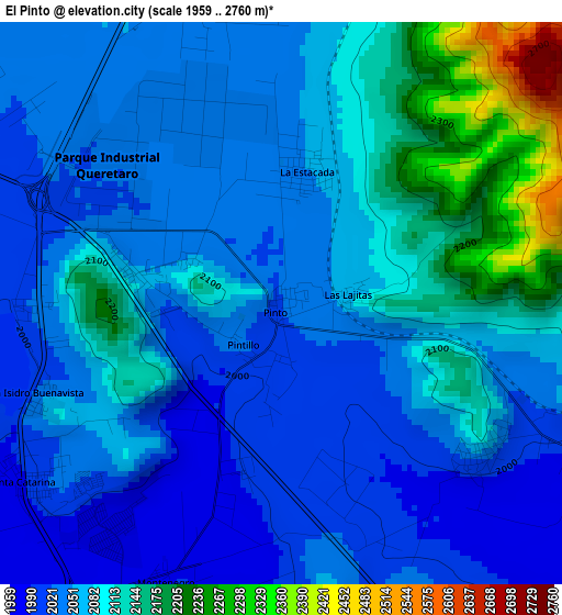 El Pinto elevation map