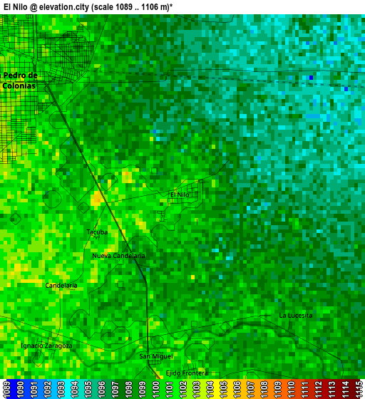 El Nilo elevation map