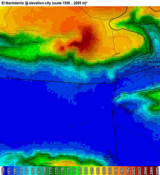 El Nacimiento elevation map