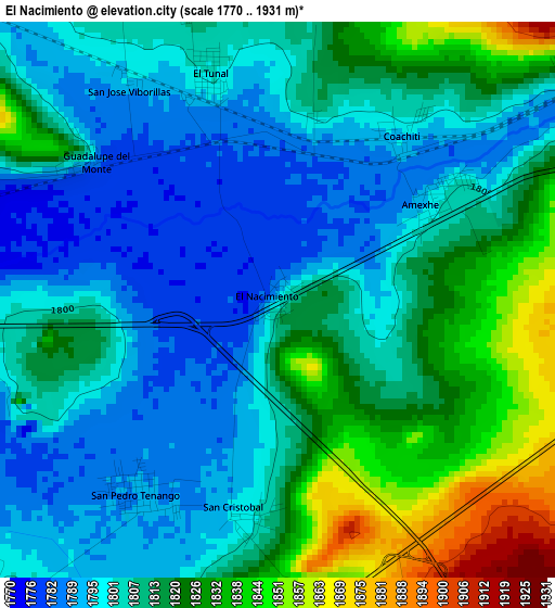 El Nacimiento elevation map