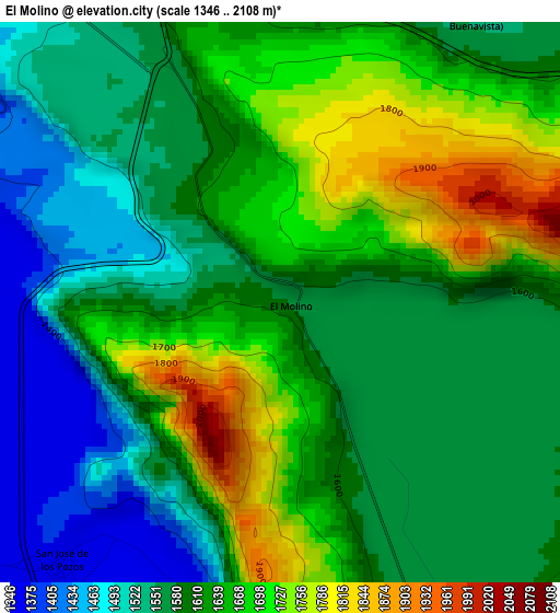 El Molino elevation map