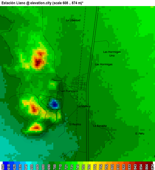 Estación Llano elevation map