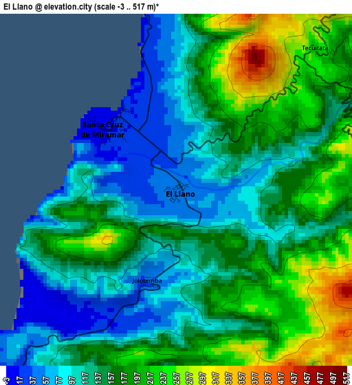 El Llano elevation map