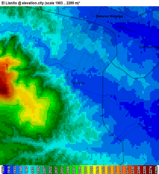 El Llanito elevation map