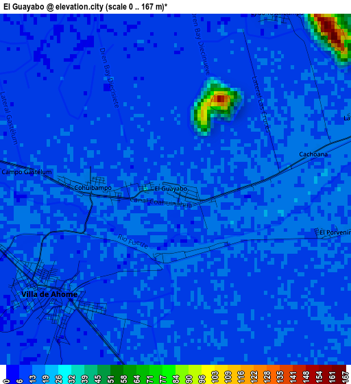 El Guayabo elevation map